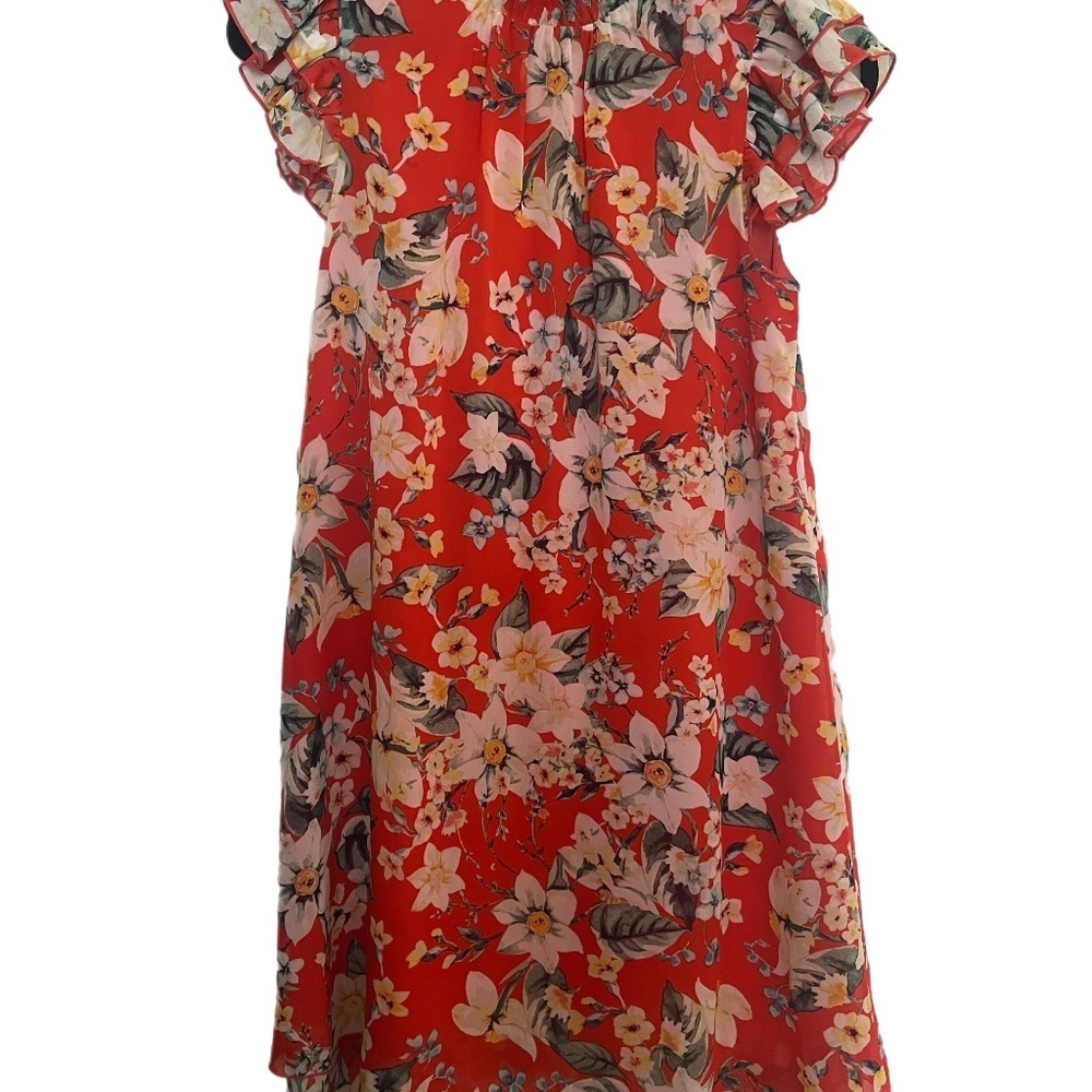 High low Smocked neck Ruffles Easter Garden Vibrant Summer Event Brunch Dress